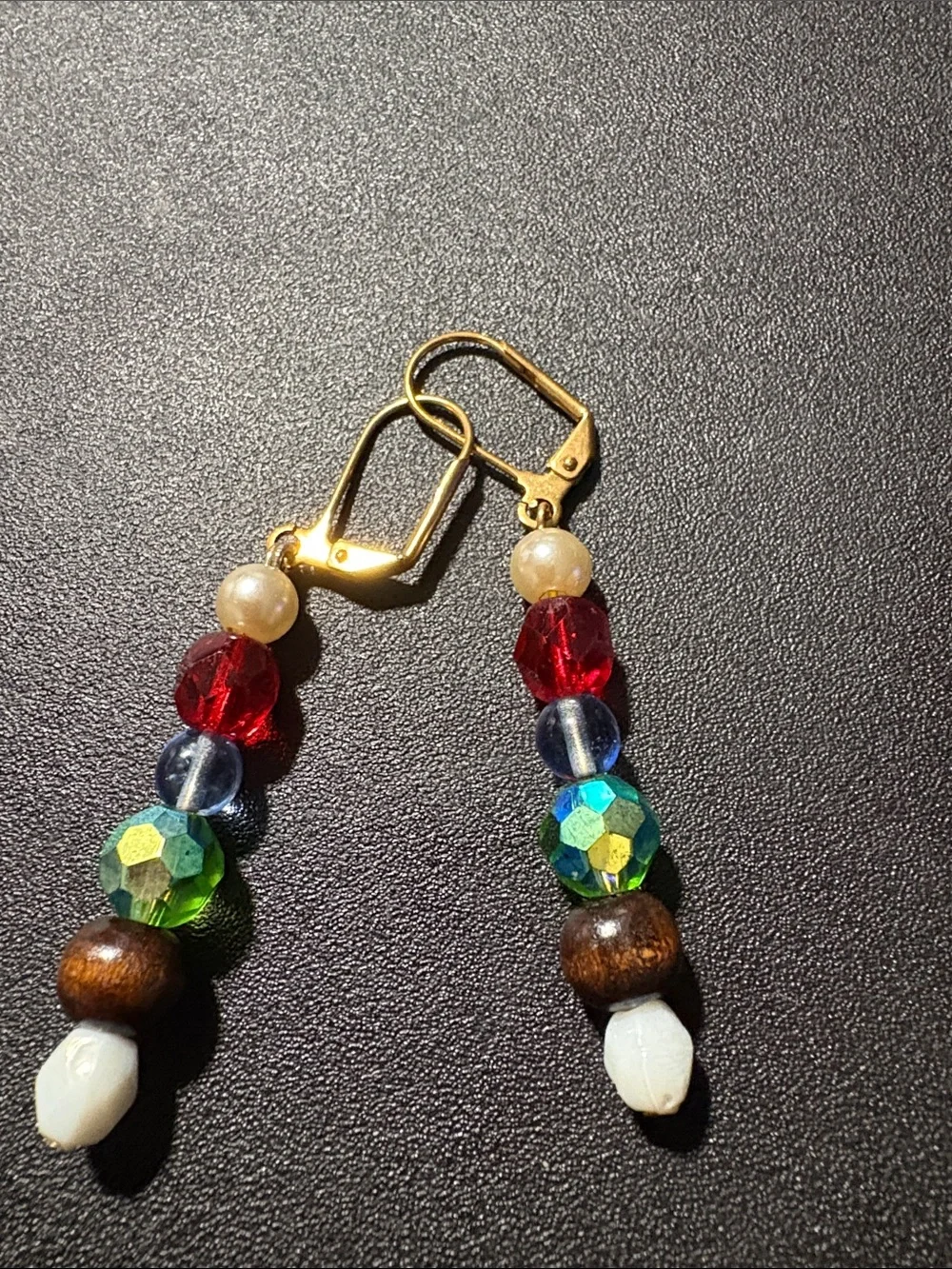 Gold-Tone Multicolor Beaded Dangle Earrings